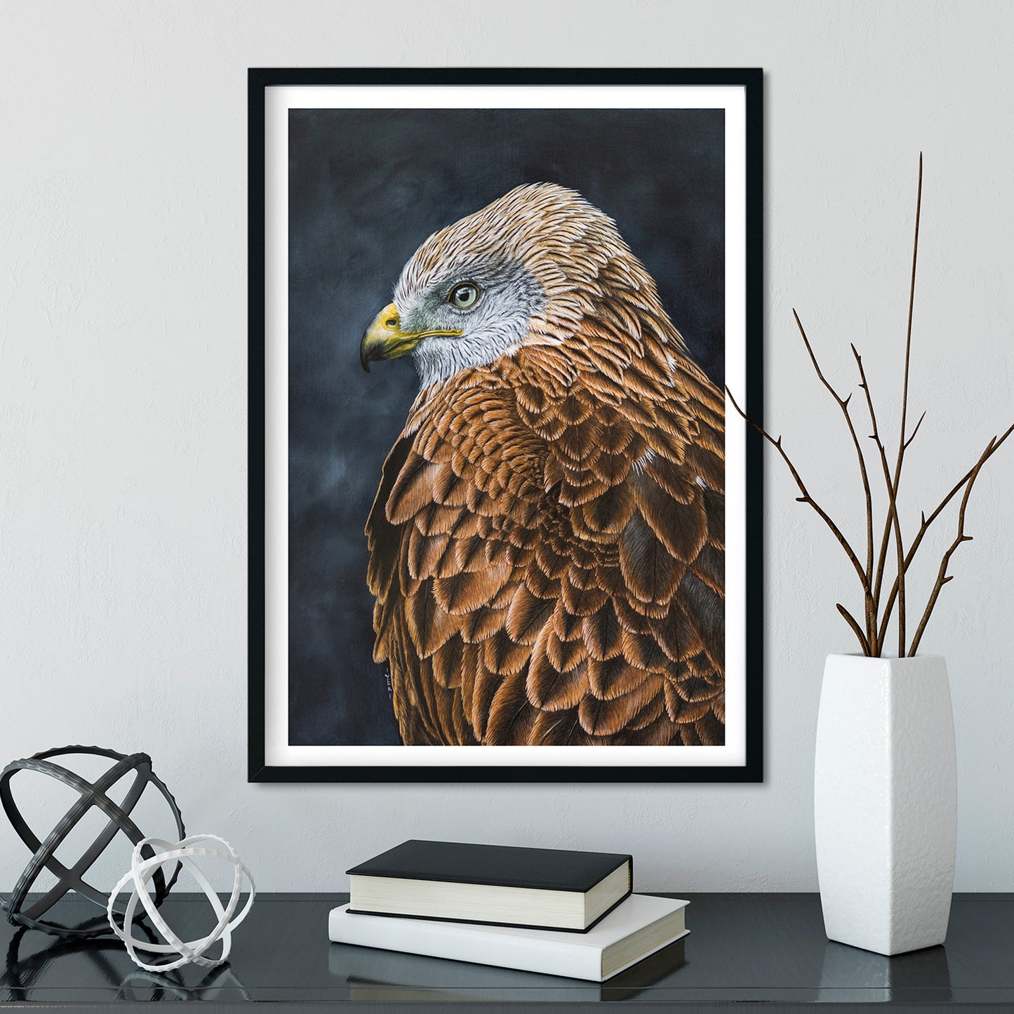 Red Kit Art Print in frame on wall - Jill Dimond