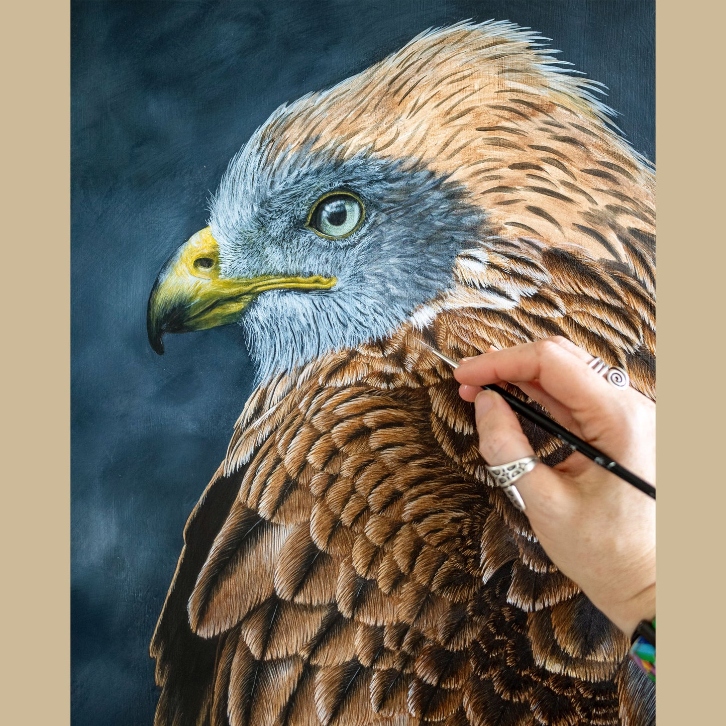 Red Kite Painting in Progress - Jill Dimond