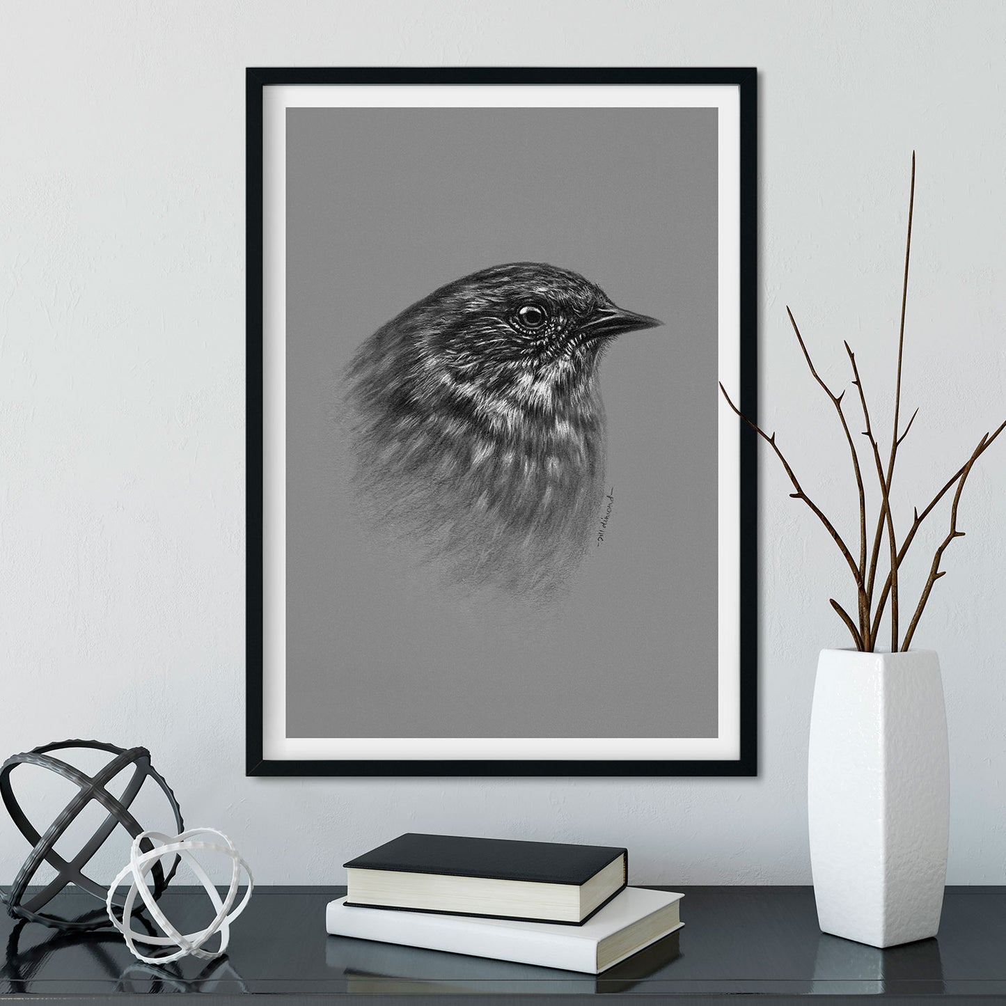 Dunnock Wall Art in Frame Garden Birds - The Thriving Wild - Jill Dimond