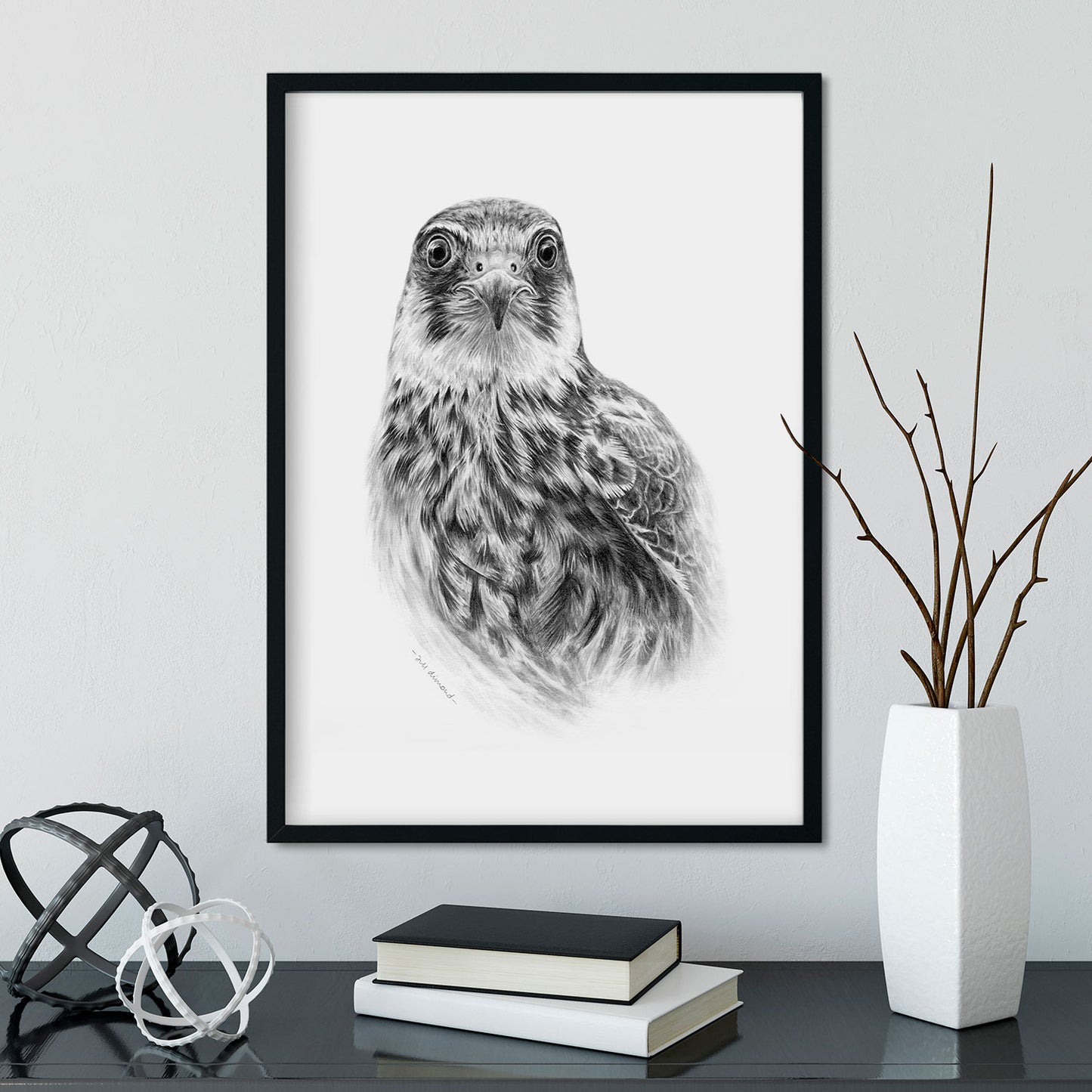 Hobby Bird of Prey Wall Art Framed Example - The Thriving Wild