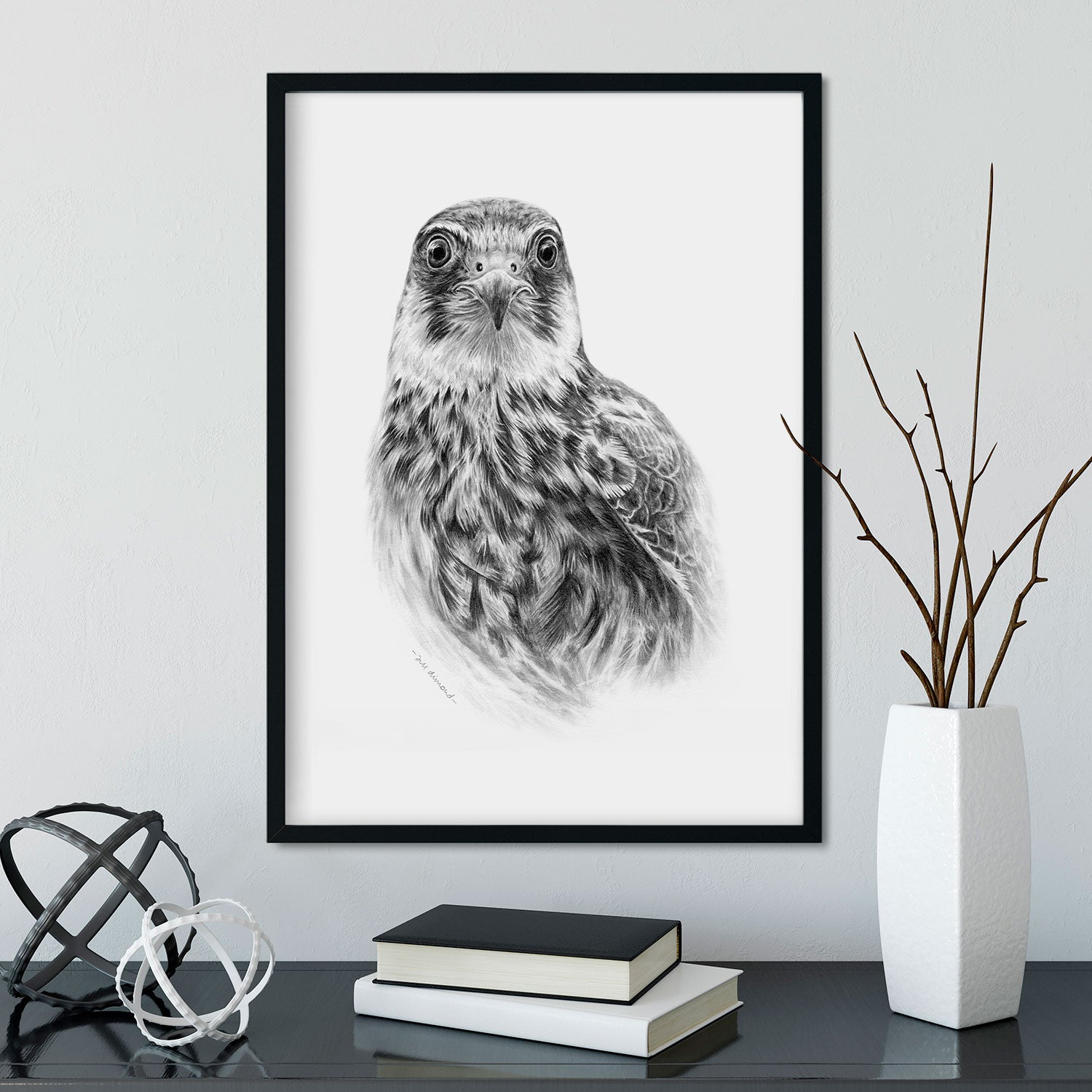 Hobby Bird of Prey Wall Art Framed Example - The Thriving Wild