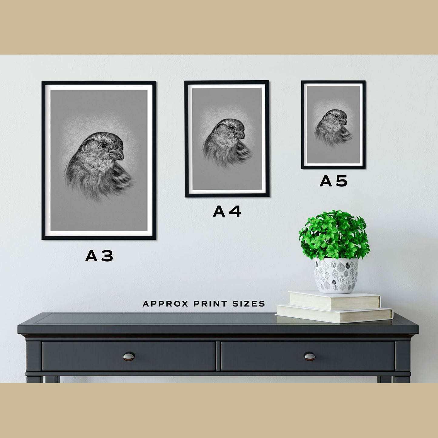 Sparrow Prints Size Comparison - The Thriving Wild