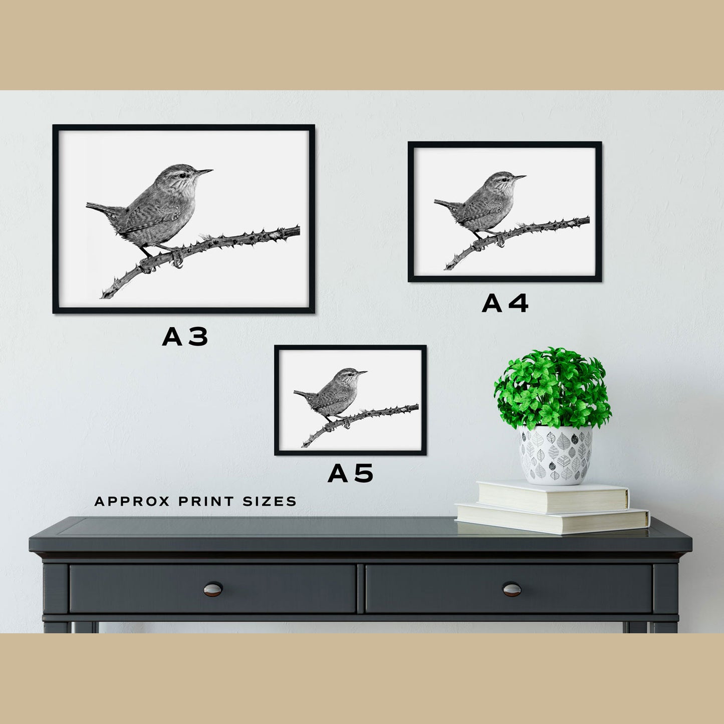 Wren Wall Art Sizes - The Thriving Wild