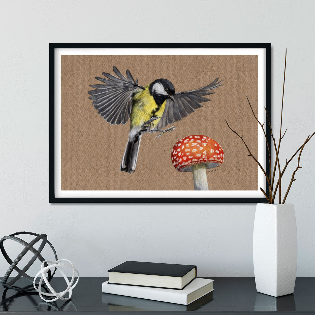 Flying Great Tit Art Prints (Parus Major)