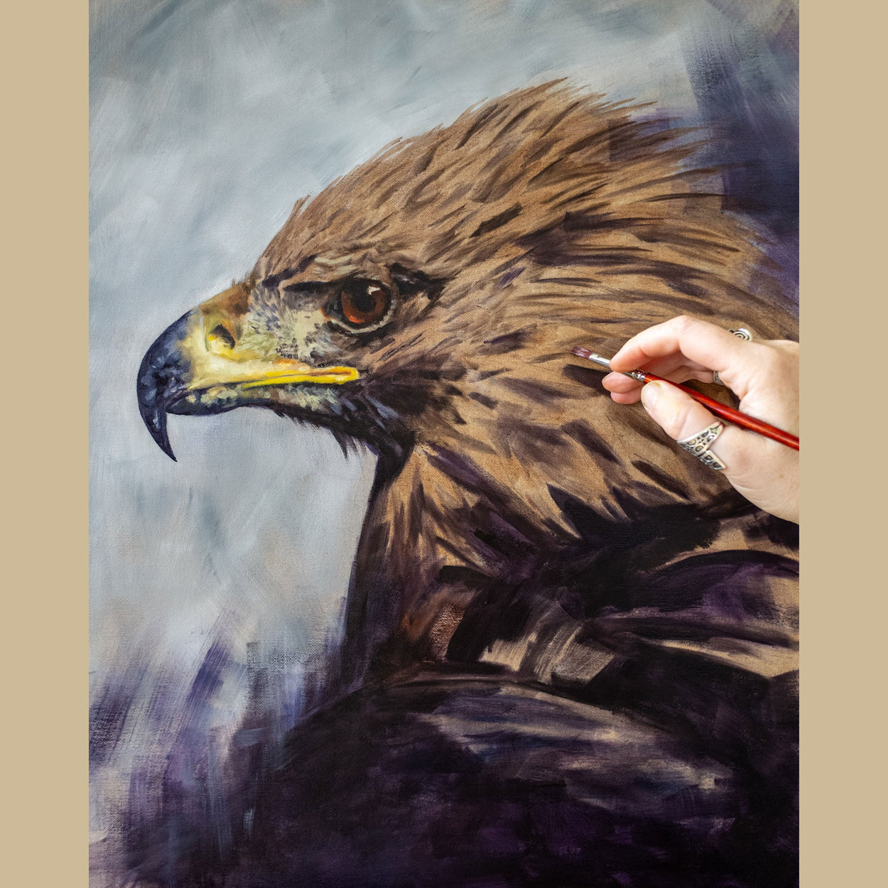 Original Golden Eagle Portrait Painting (Aquila Chrysaetos)