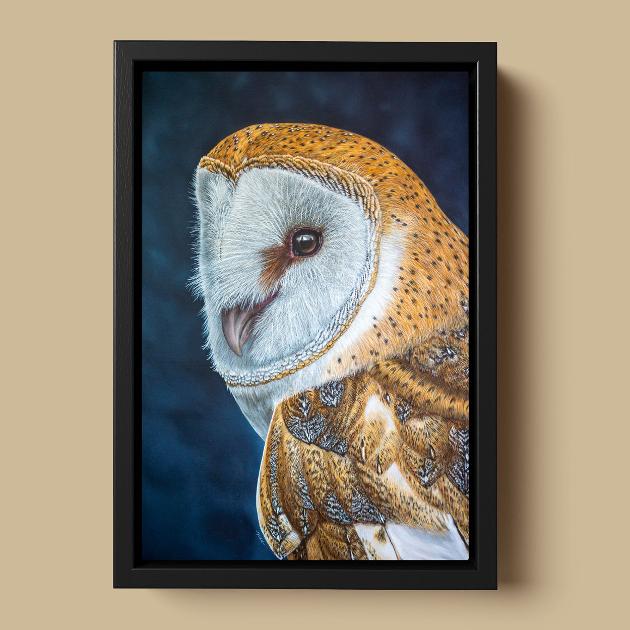 Barn Owl Oil Painting in Frame - Jill Dimond The Thriving Wild