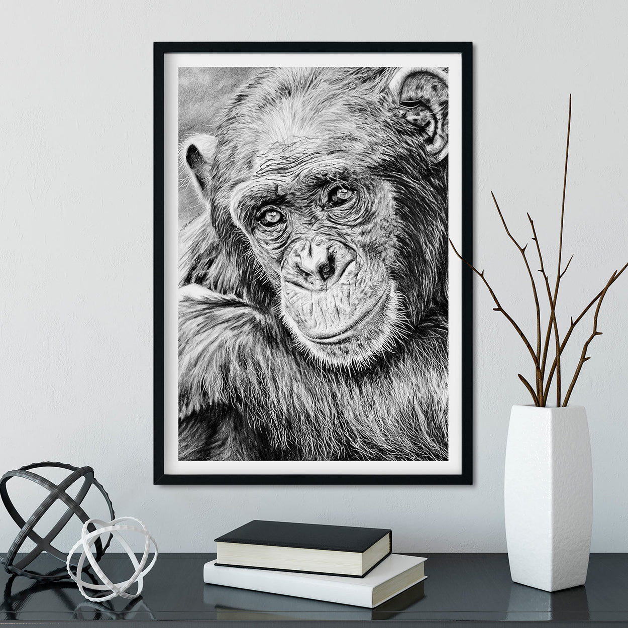 Chimp Wall Art Framed - The Thriving Wild