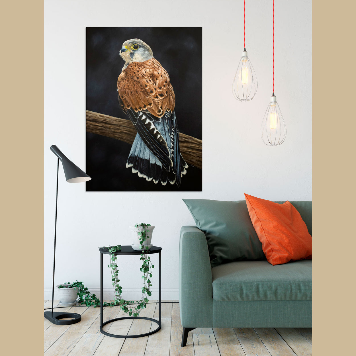 Common Kestrel Acrylic Painting on wall - Bird Art by Jill Dimond