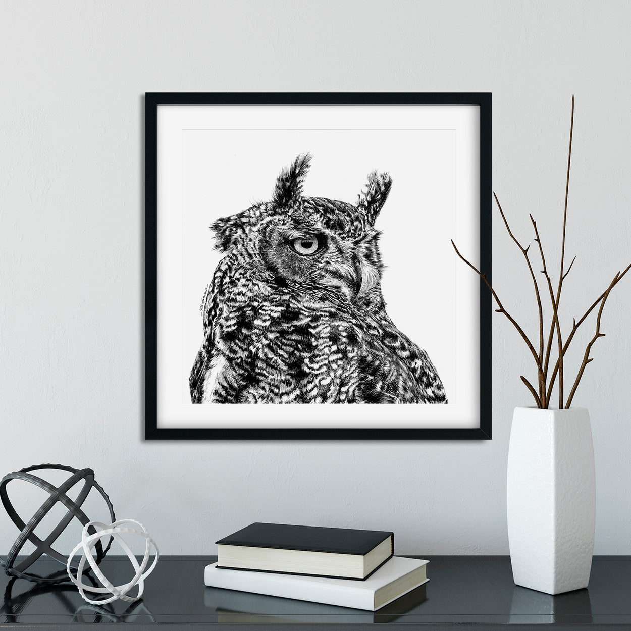 Eagle Owl Prints Square Framed - The Thriving Wild