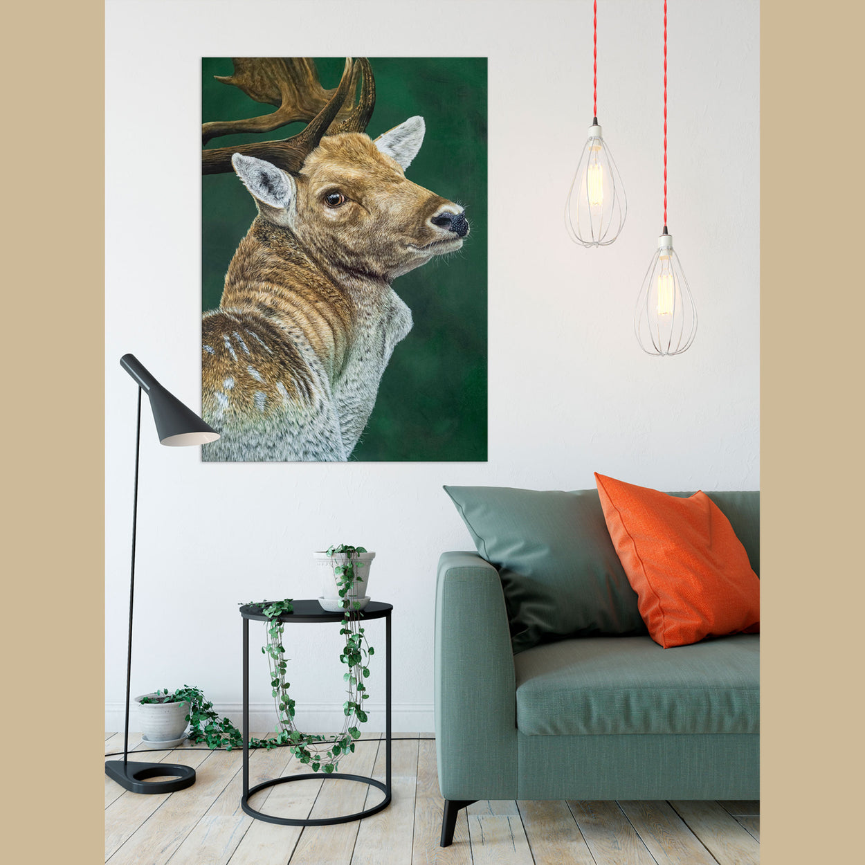 Fallow Deer Buck Painting on Wall - Jill Dimond - The Thriving Wild