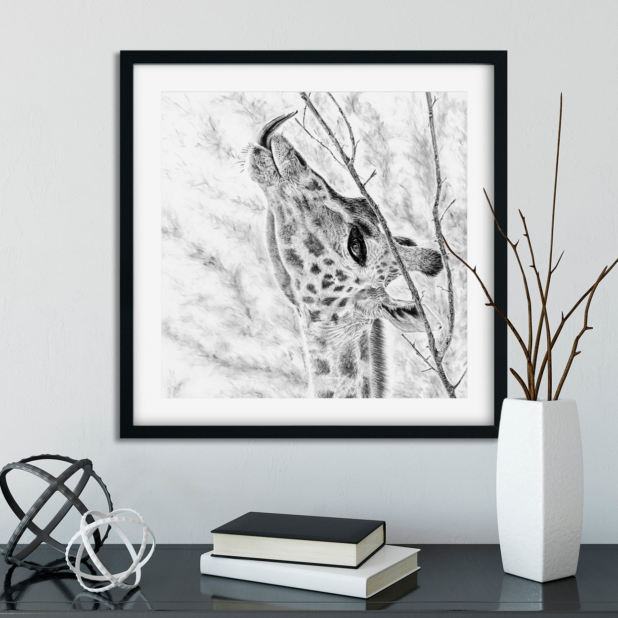Giraffe Art Print Framed - The Thriving Wild