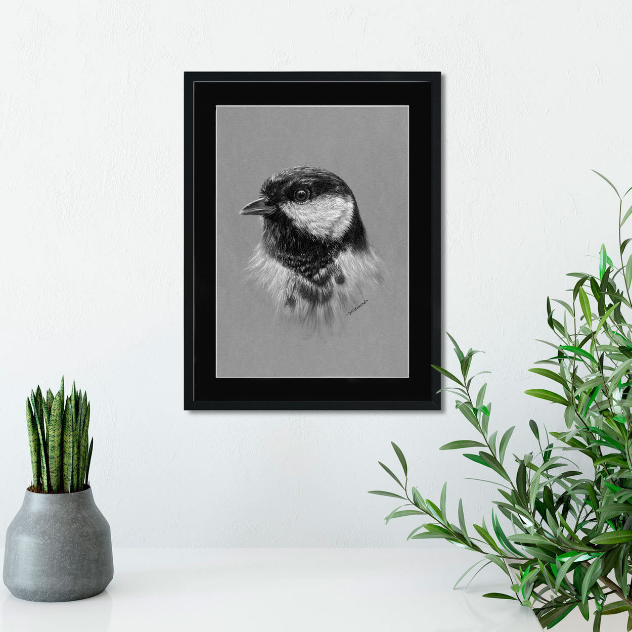 Great Tit Drawing on Wall - The Thriving Wild