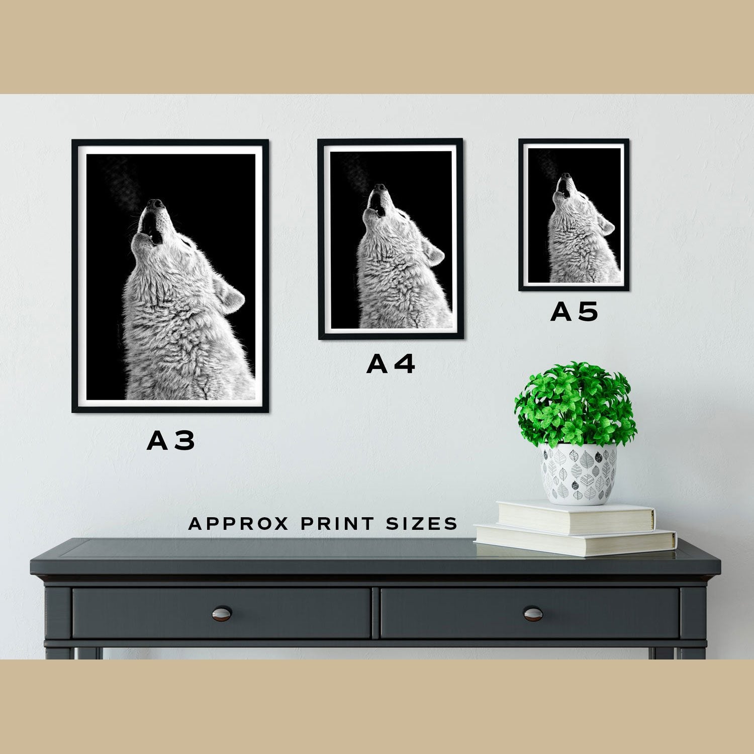 Howling Wolf Prints Size Comparison - The Thriving Wild
