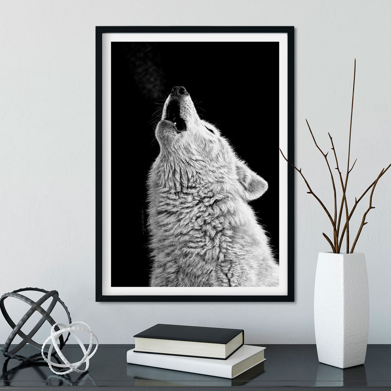Howling Wolf Wall Art Framed - The Thriving Wild