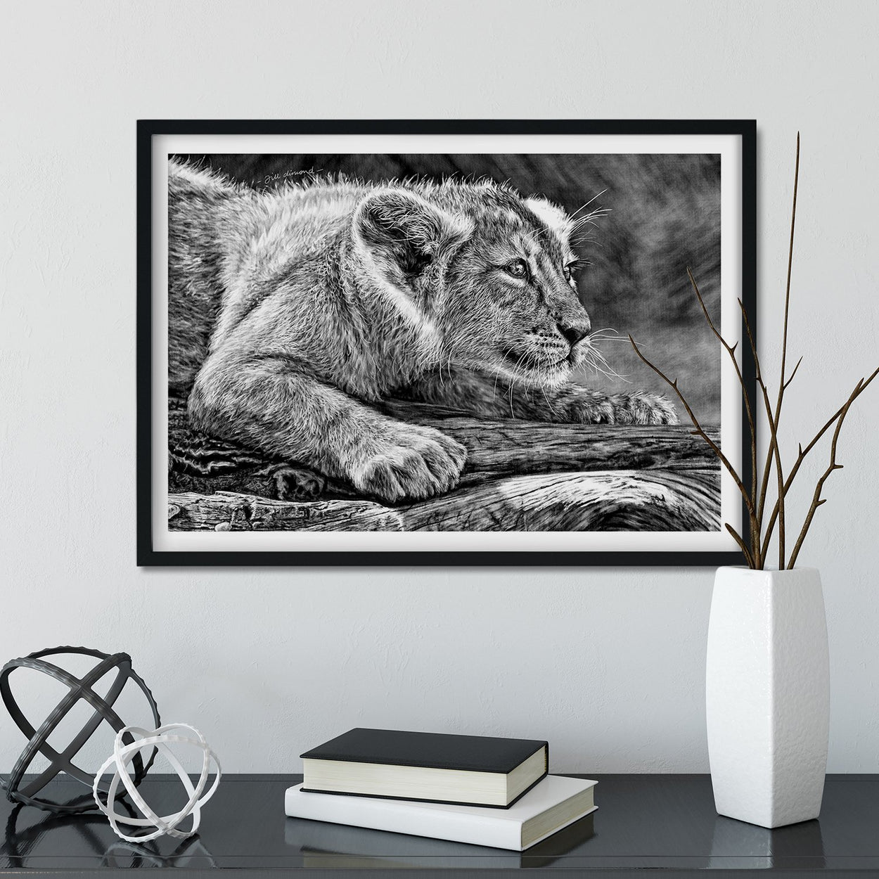 Lion Cub Wall Art Framed - The Thriving Wild