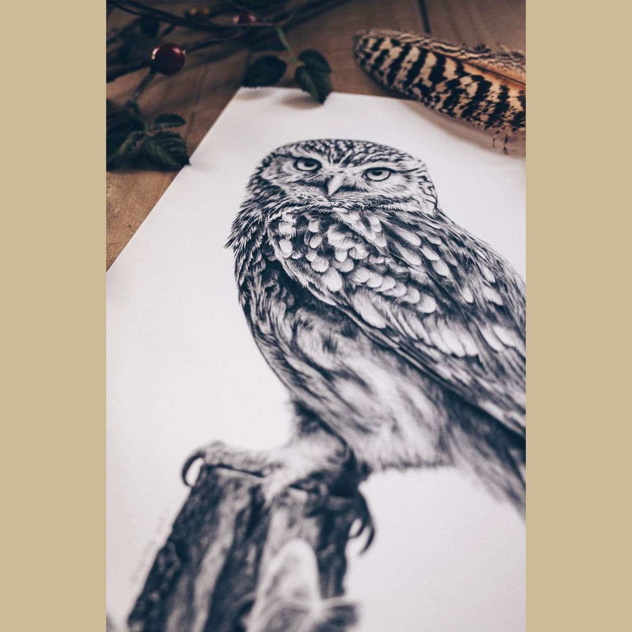 Little Owl Print On Table 1 - The Thriving Wild