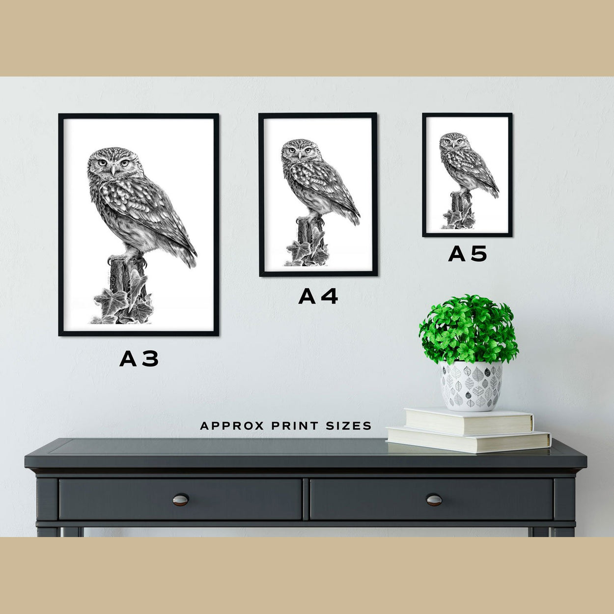 Little Owl Print Size Comparison - The Thriving Wild