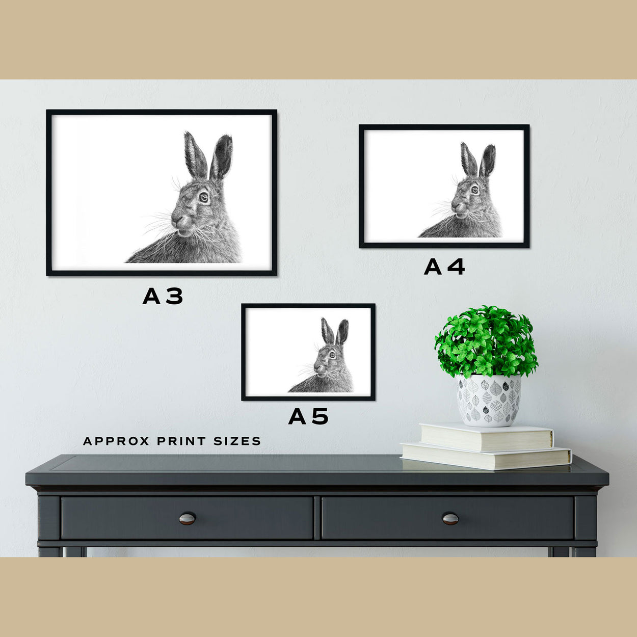 March Hare Fine Art Print Size Comparison---The Thriving Wild