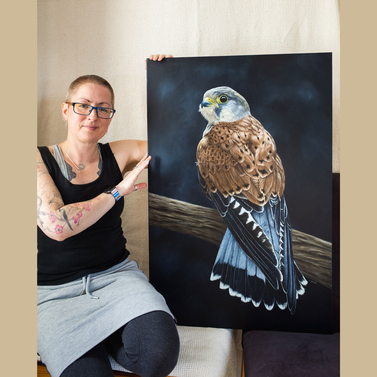 Original Kestrel Painting - Bird Artist Jill Dimond