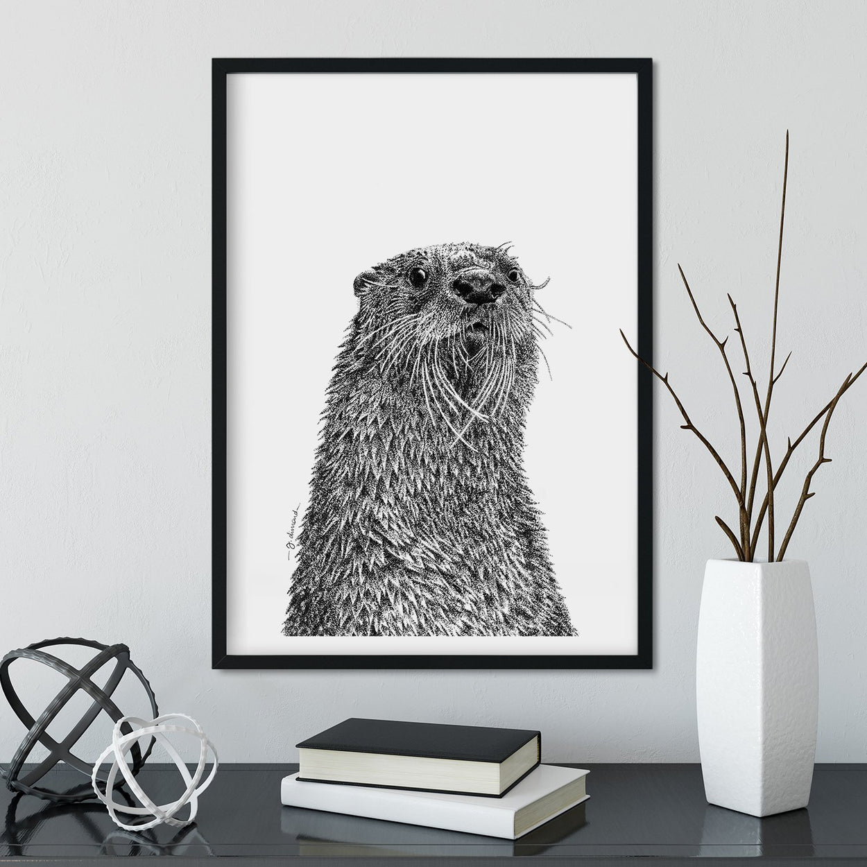 Otter Wall Art Framed - The Thriving Wild