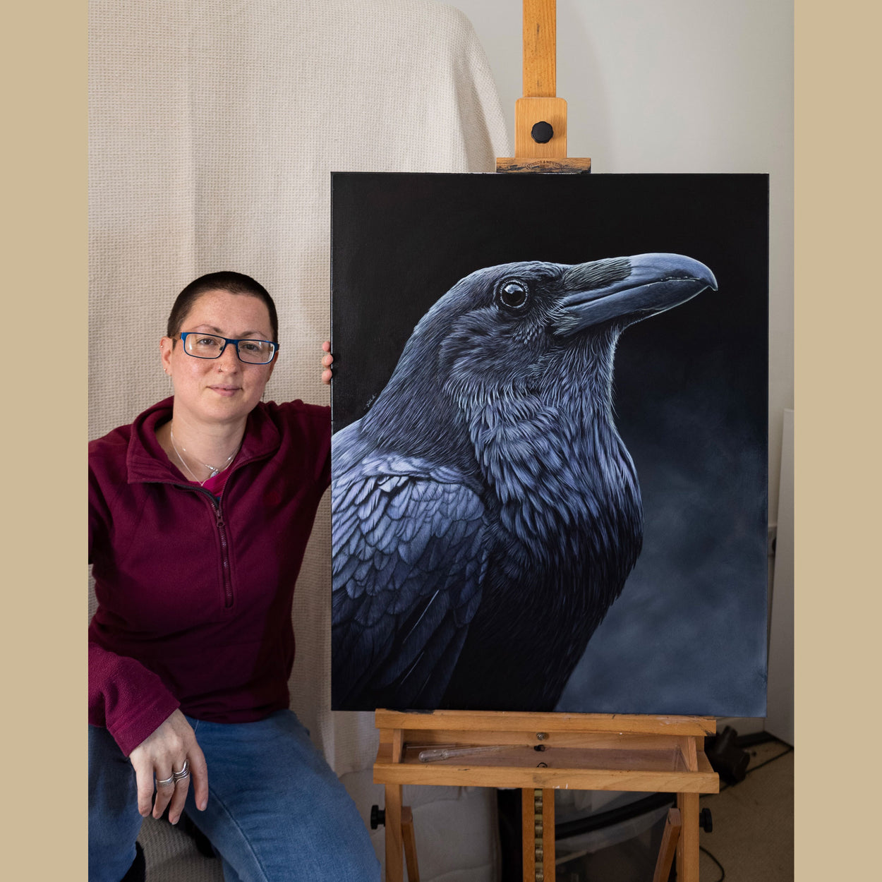 Raven Painting on Wall - Jill Dimond - The Thriving Wild