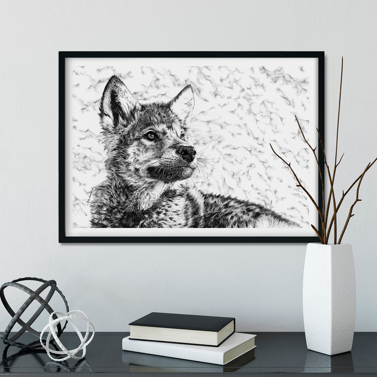 Wolf Cub Wall Art Framed - The Thriving Wild