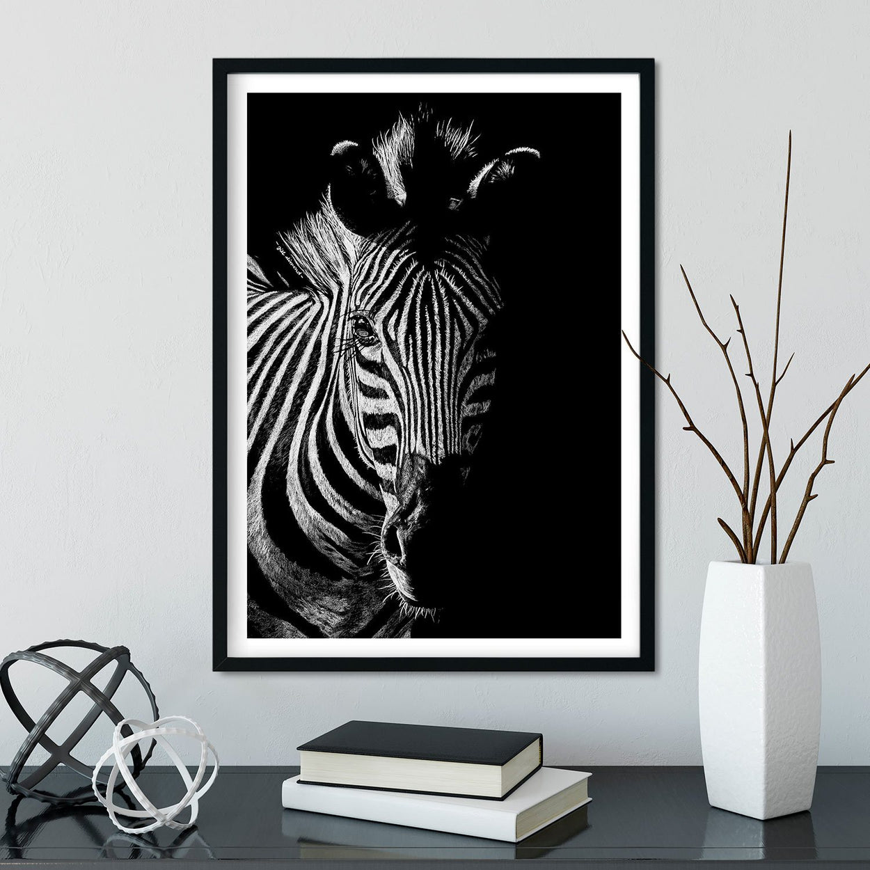 Zebra Art Print Framed - The Thriving Wild